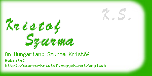 kristof szurma business card